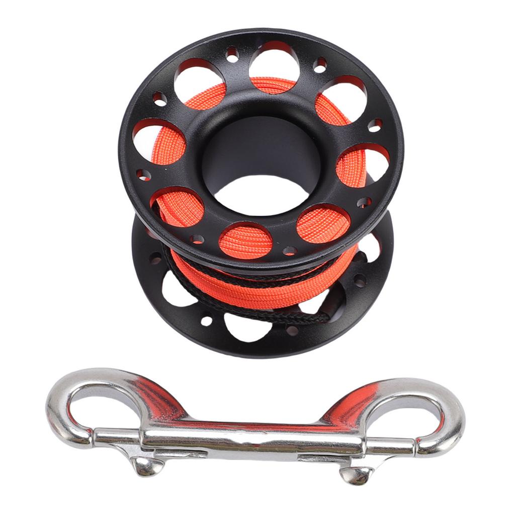 15m Cable Scuba Diving Reel Aviation Aluminum Diving Line Reel with Double Ended Hook for Outdoor Boating Marine