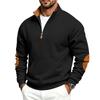 Men's Retro Patchwork Half-Zip Sweatshirt with Stand Collar for Fall Winter Casual Wear