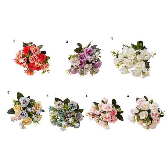 1 kytice 5 větví Umělá královská růže v evropském stylu Home Room Decor Flowers