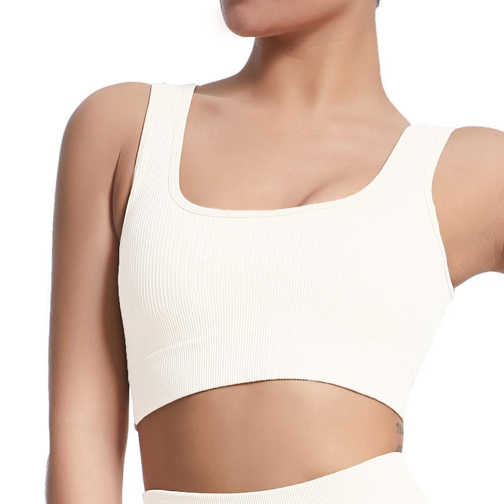 Hot-Selling Women's Seamless V-Neck Yoga Tank Top - Ribbed, High Elastic & Shockproof Sports Bra