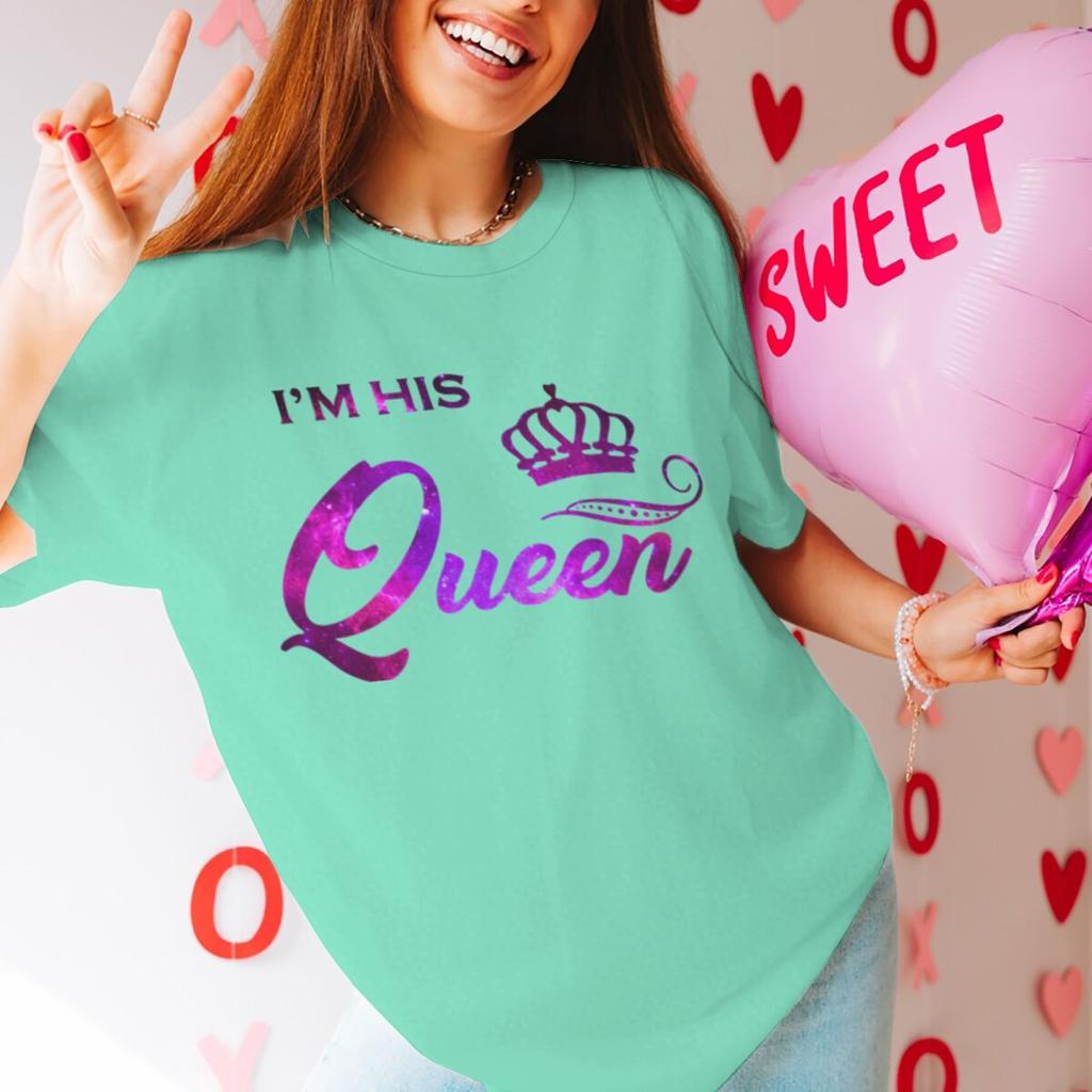 Vintage Starry Sky Style Im His QueenHer King T Shirt Women Men Fashion Crown Matching Tshirt Sweet Valentine Gifts Tshirts