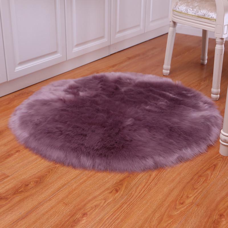 Round Imitation Australian Wool Long-Pile Carpet Floor Mat for Bedroom, Living Room, Bay Window, and Pet Bed