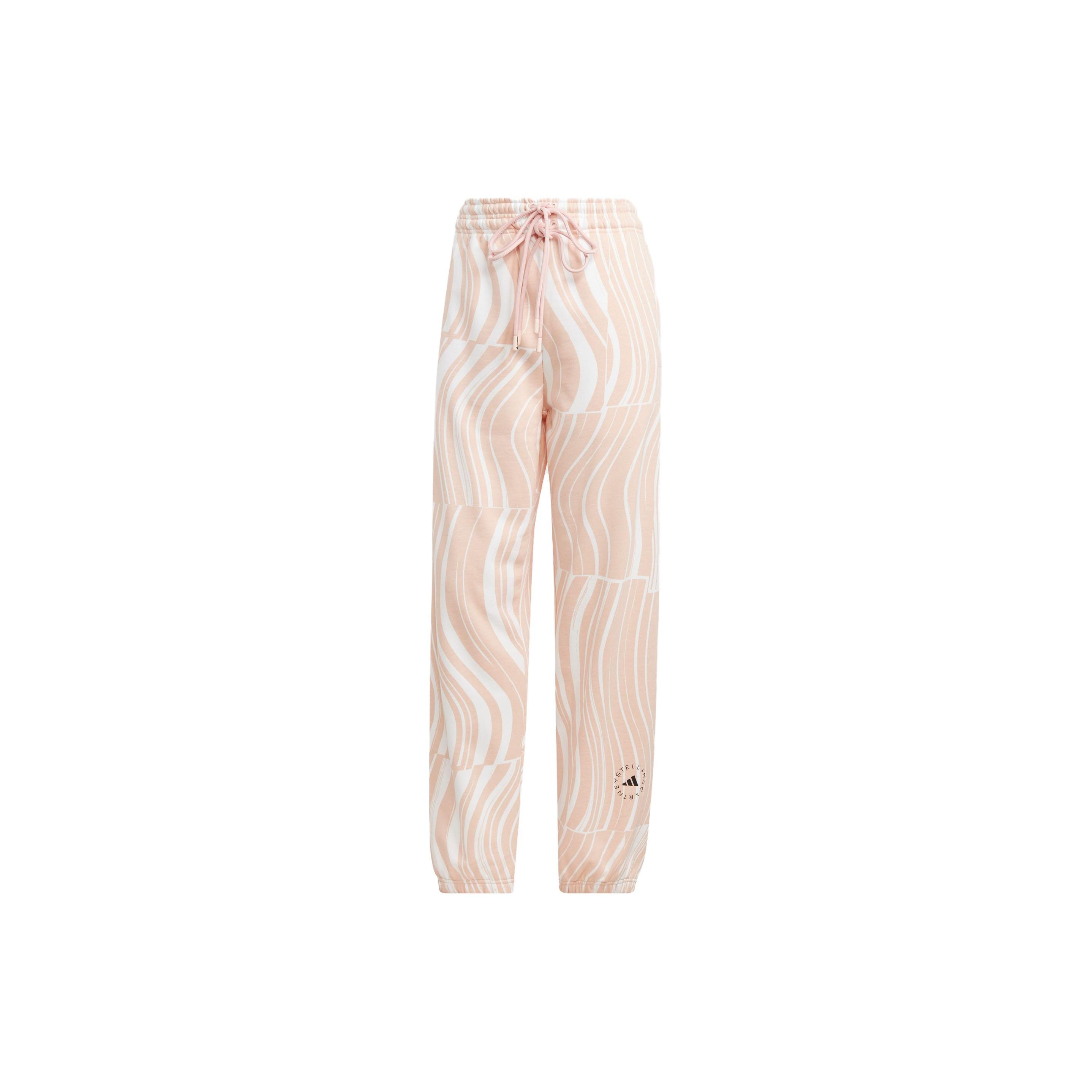 

Adidas Patterned Print Joggers Elastic Drawstring Waist Casual Sports Bottoms Women Pale Pink HR9245 M