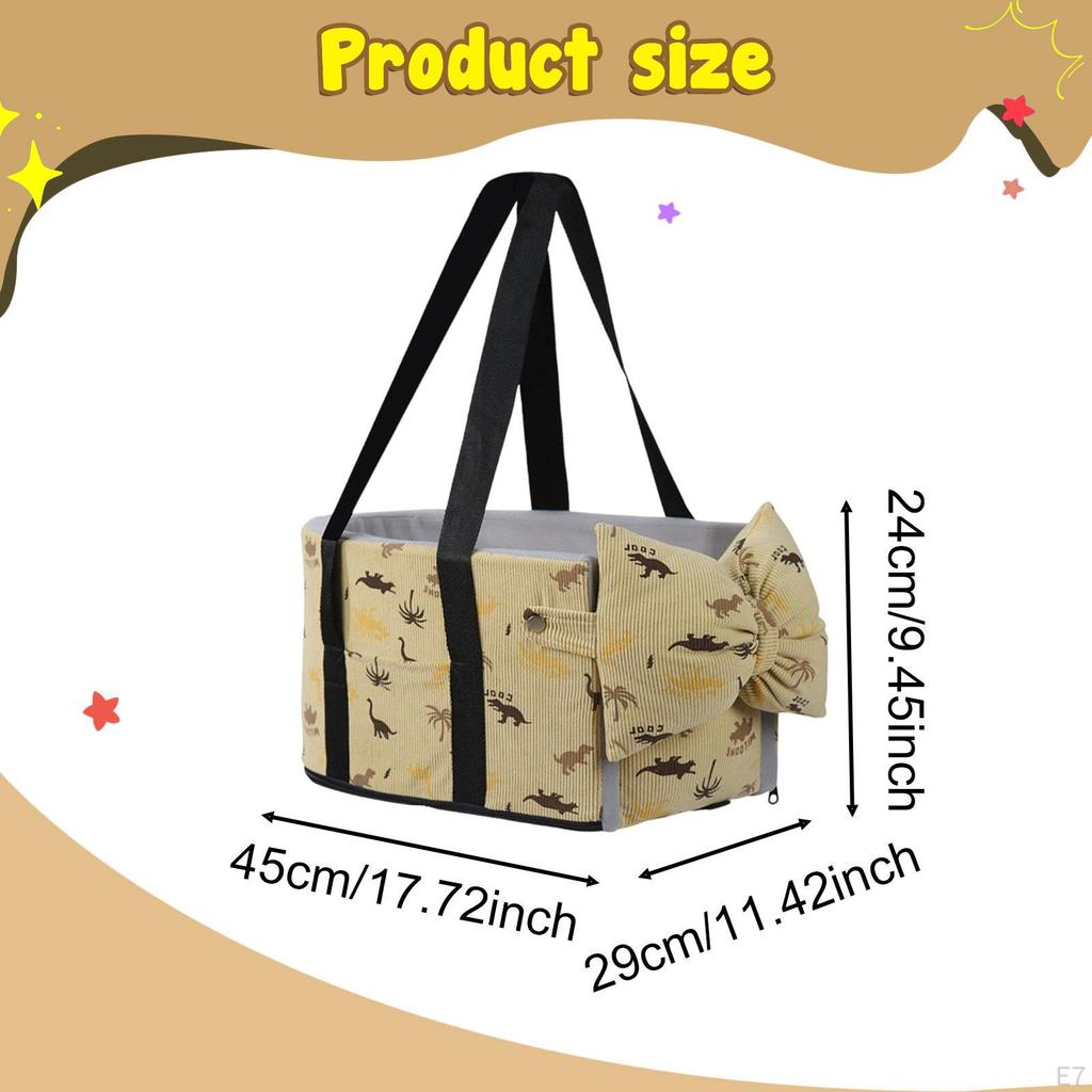 Dog Car Seats Sturdy Handbag Comfortable Removable Washable Pet Booster Seat beige