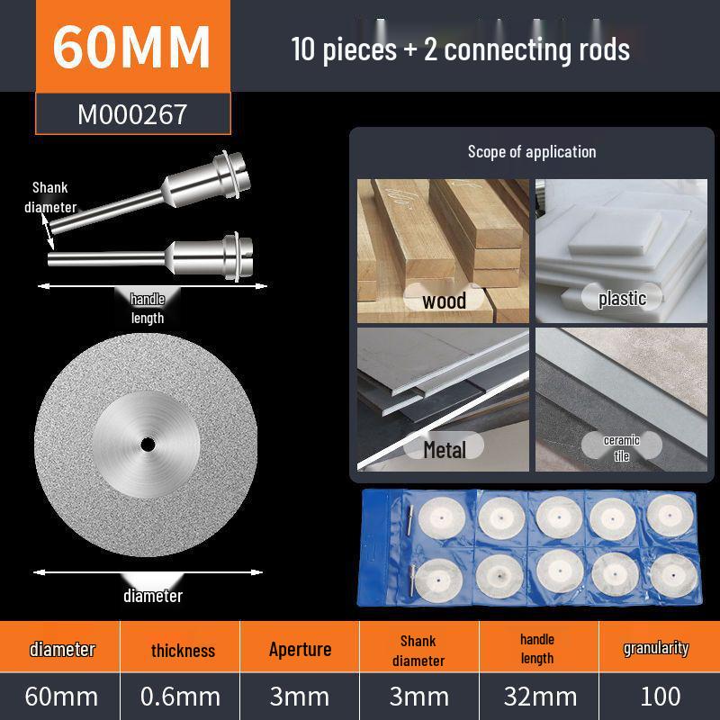 Mini Diamond Cutting Disc for Electric Grinders - Seam Cleaning, Glass, Jade, Stone Grinding