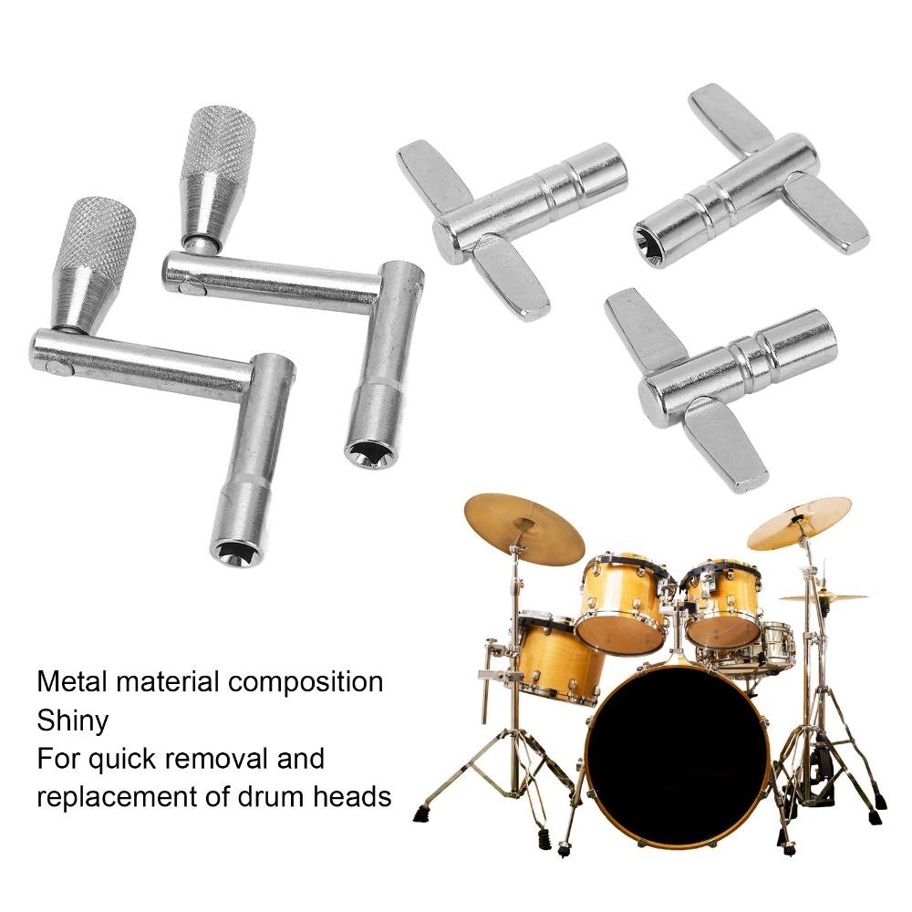 5PCS Metal Drum Tuning Key Silver Percussion Hardware Tool Durable Drum Key Pack For Drummers