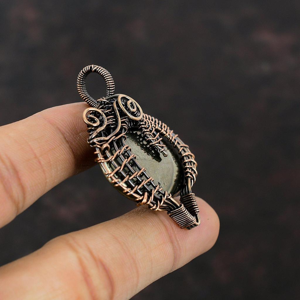 Pyrite Pendant Copper Wire Wrapped Jewelry Gemstone Pendant Handmade Jewelry Copper Wire Wrap Pendant Unique Design Jewelry Gift For Friend