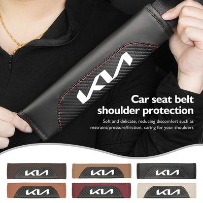 For Car Seat Belt Carbon Fiber Safety Belt Shoulder Covers Ceed Sportage Rio K5 K2 Optima Cerato Venga Sedona