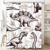 Vintage Illustration Dinosaur Shower Curtain for Bathroom Decor Brown Beige Color Scheme, Hang-Ring Included (240x180cm)