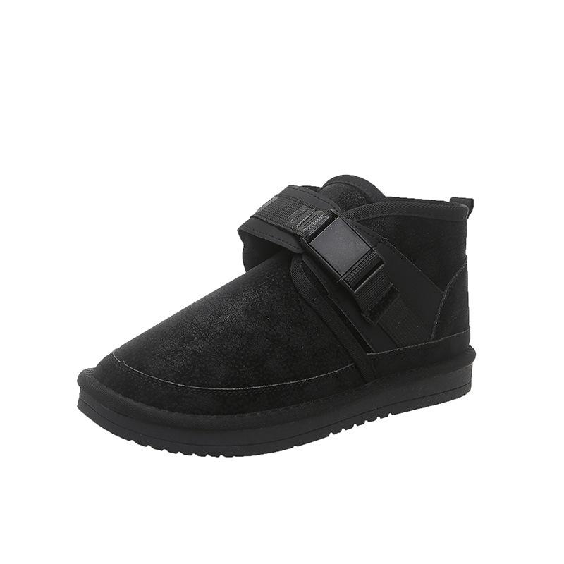 

Large size couple snow boots autumn and winter new versatile comfortable round head flat bottom thickened thermal cotton boots women 44 чорний