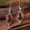 Bohemian Vintage Red Gemstone Dangle Earrings, Zinc Alloy with Stainless Steel