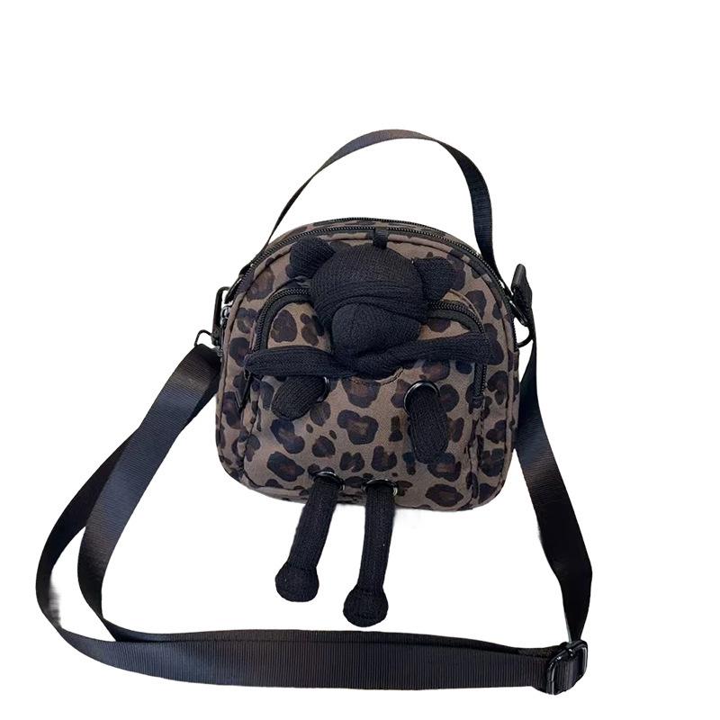 Fashion Small Bag Women's Messenger Bag New Canvas Bag Cute Bear Hand Bag Versatile Shoulder Satchel Trend