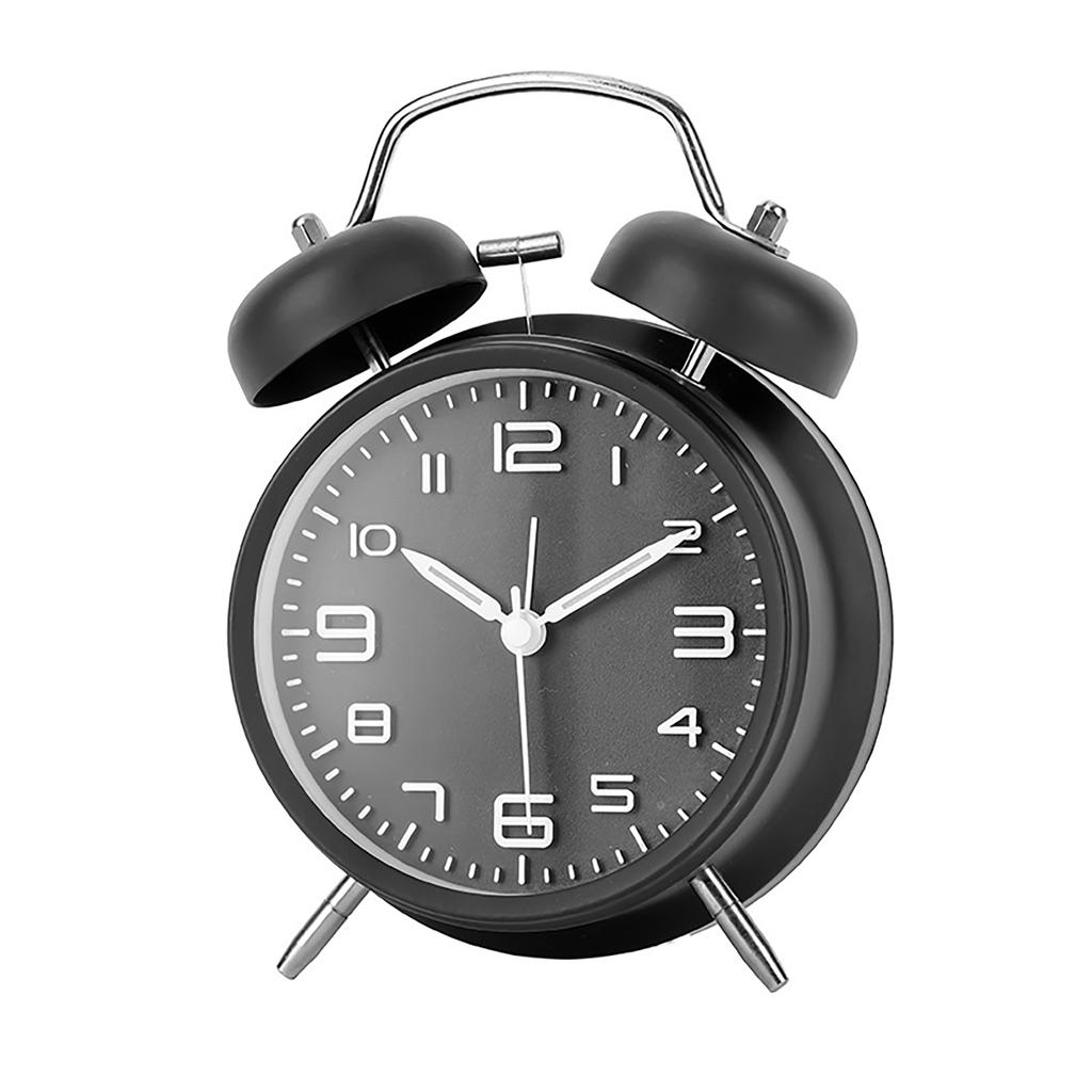 4 Inch Retro Vintage Twin-Bell Alarm Clock Compact Size Alarm Clock Extra-Loud Metal Bell Clock For Nightstand Desk Bookshelf