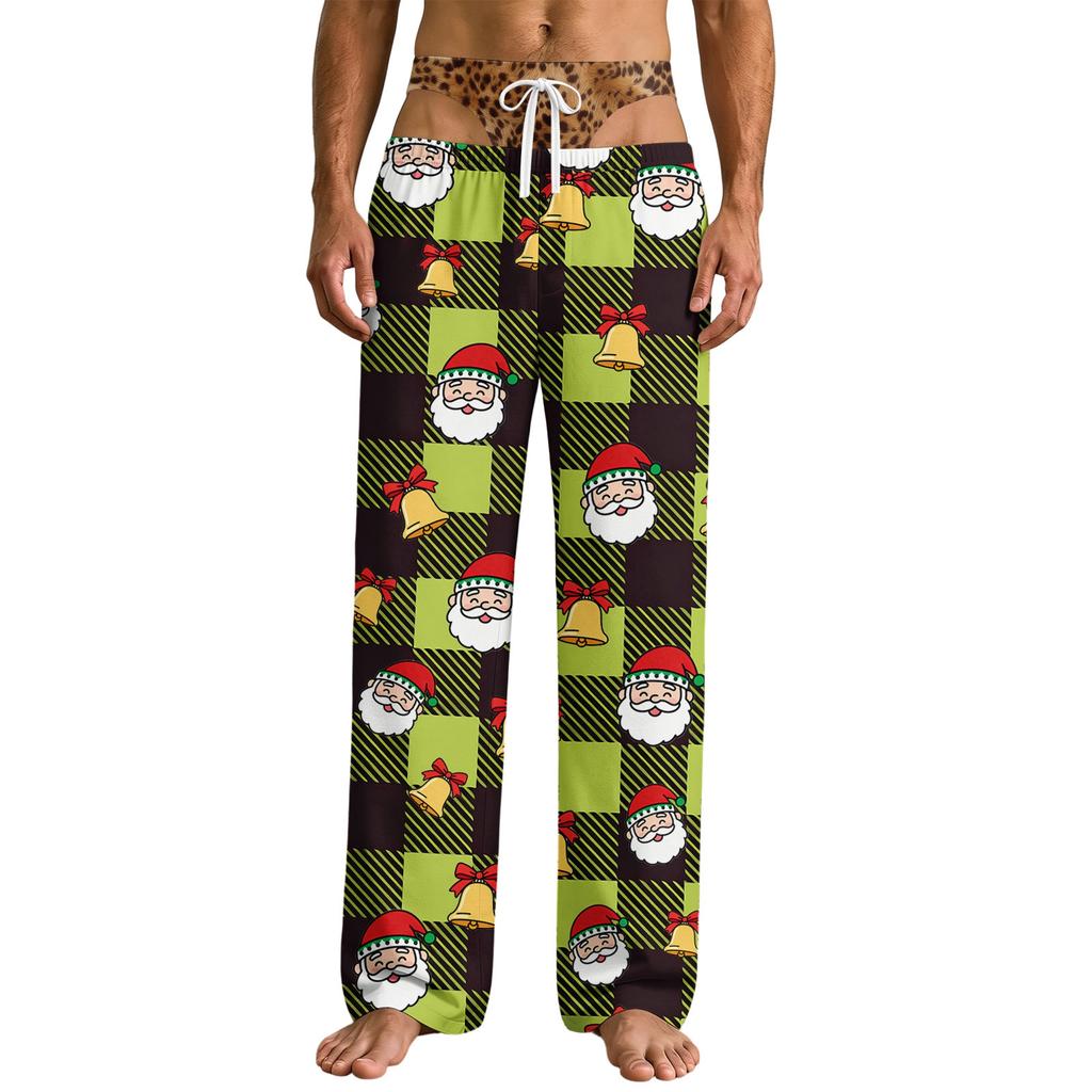 Men's Funny Christmas Print Pants with Pockets, Knit Casual Sleep Pants for Home