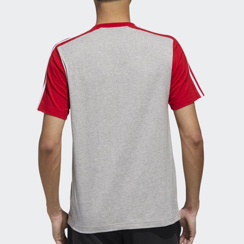 Adidas Essential Colorblock Tee Men Tops Red Black Grey FL0294