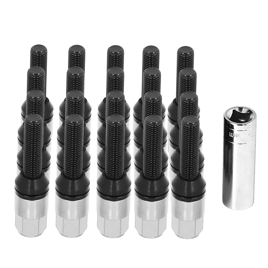 20 Buc. Șuruburi Roată Conice, Aliaj Aluminiu M12x1.5, Scaun Conic, Șuruburi Roată cu Capac, Culoare Ti