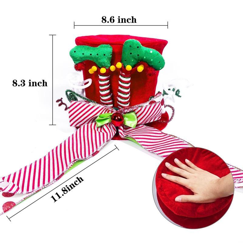 Collapsible Christmas Tree Topper Hat Witch Leg Bow Design Foldable Star Alternative Holiday Decor Xmas Party Festive Accent