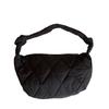 Large Capacity Korean Version Single Shoulder Diagonal Cross Dumpling Bag Embroidered Grid Nylon Moon Bag Retro Fashion and Western-style Girl Bag