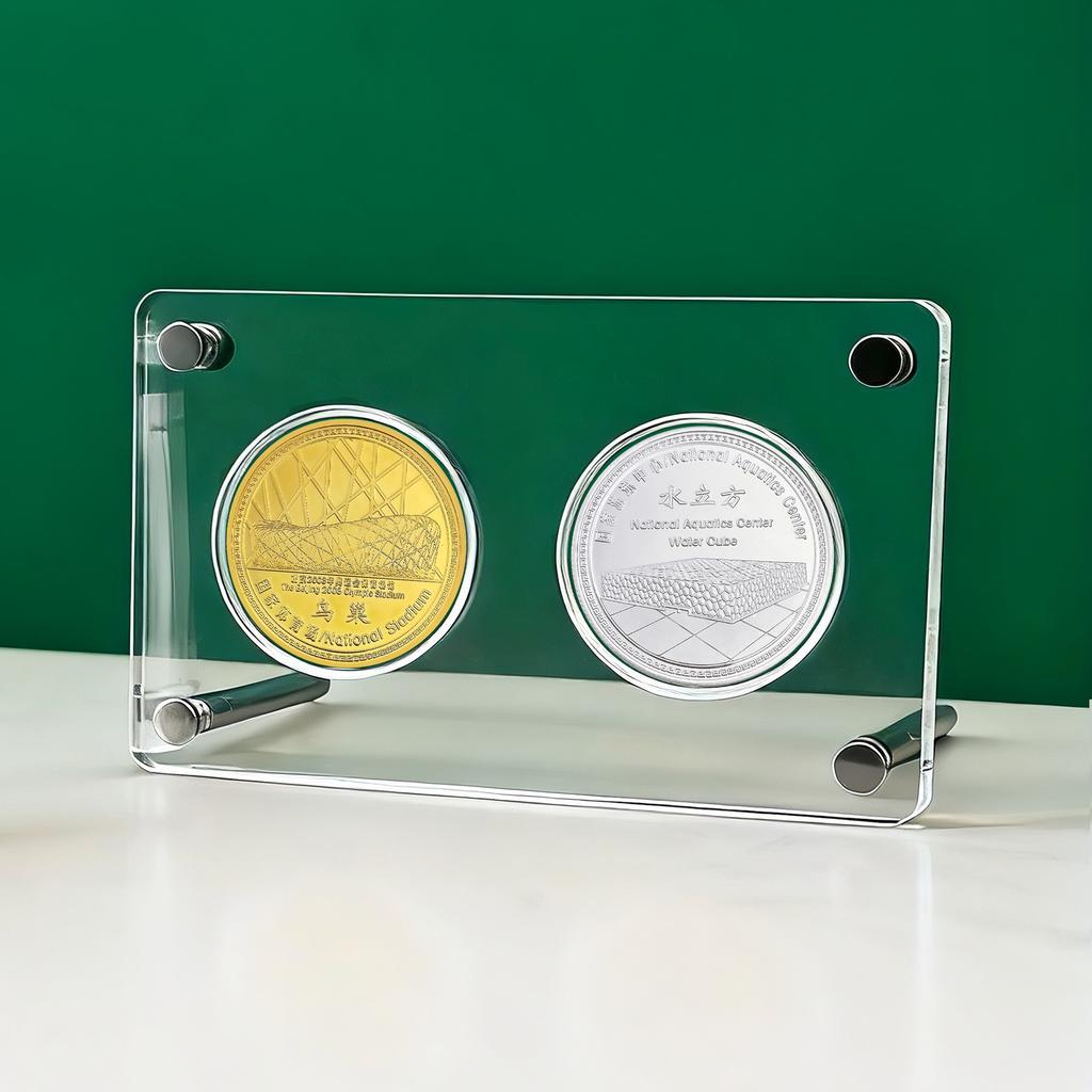 Commemorative Coin Storage Rack, Ornament, Transparent, Acrylic, Coin Display Rack, Commemorative Medal Collection Box, Suitable for 40mm/45mm