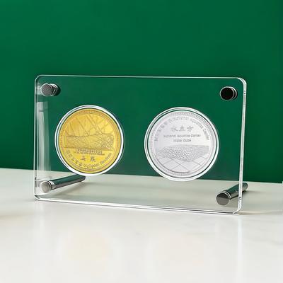Commemorative Coin Storage Rack, Ornament, Transparent, Acrylic, Coin Display Rack, Commemorative Medal Collection Box, Suitable for 40mm/45mm