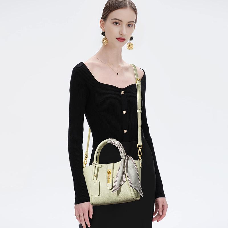 Vegetable Basket Bag, Cowhide Commuting Shoulder Crossbody Bag, Versatile, Large Capacity, Niche, High-end, Female Office Worker Handbag