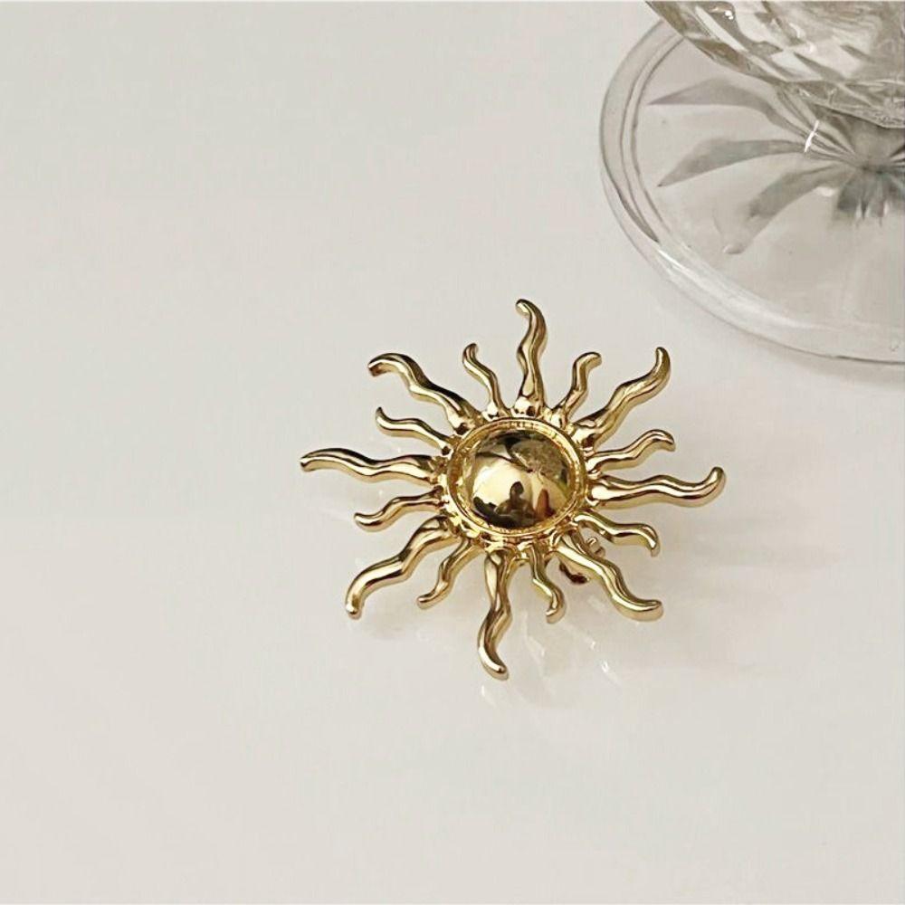 Spilla Forma di Sole Stile Retrò Spille Sole Smalto Metallo Spille Girasole Minimaliste Spilla Gioielli da Donna