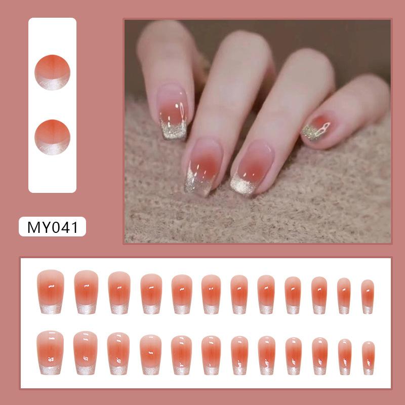 

24 шт. румяна французский кошачий глаз, съемные средние и длинные Т-образные накладки для ногтей, отбеливающие живые накладки для ногтей Ins Wind