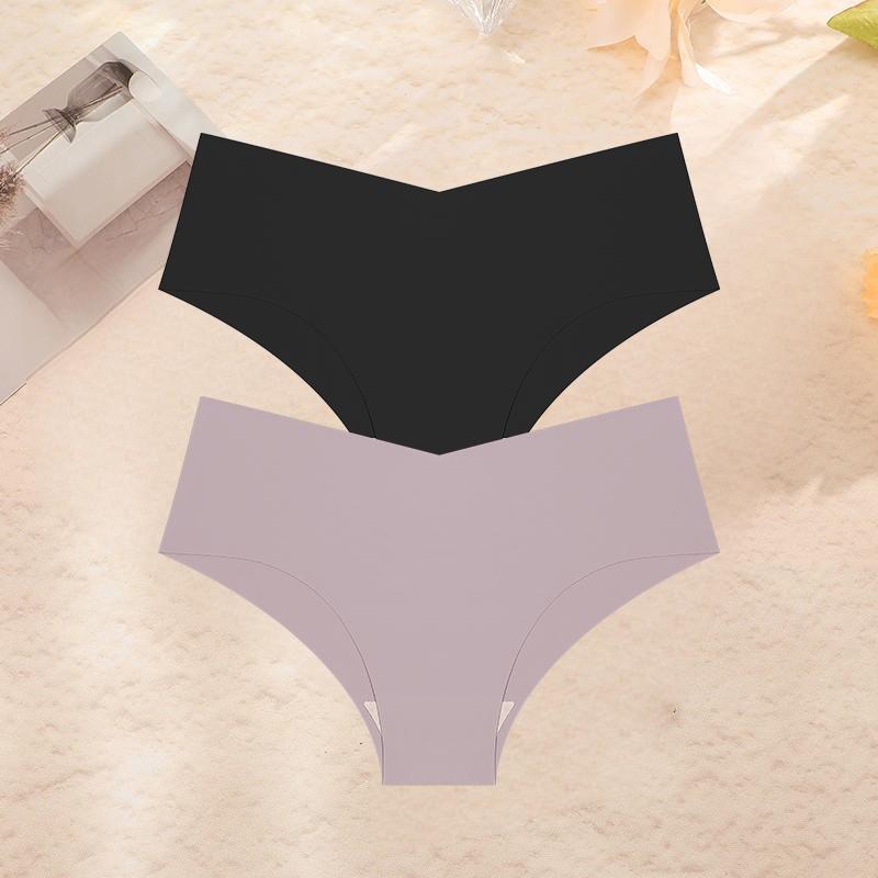 2Pcs/Set Plus Size Underwear Women's Panties Ice Silk Ladies Seamless Underpants Girls Briefs Breathable Sexy Lingerie Female