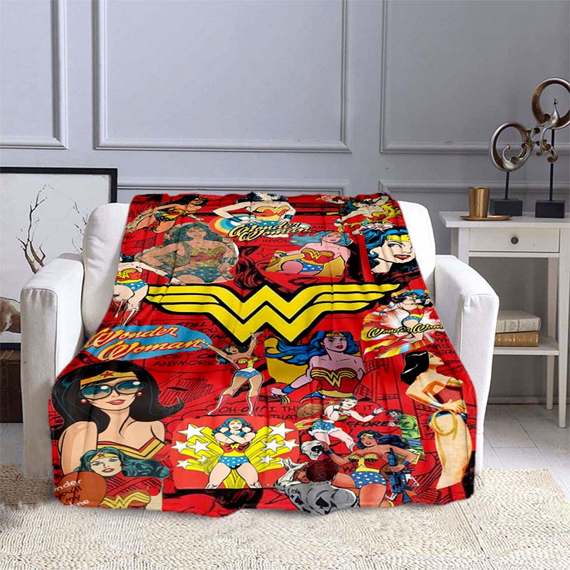 The New Wonder Woman Print Blanket Is a Warm and Comfortable Flannel Blanket, Suitable for Bedrooms, Sofas, Beds, Chairs, Picnic
