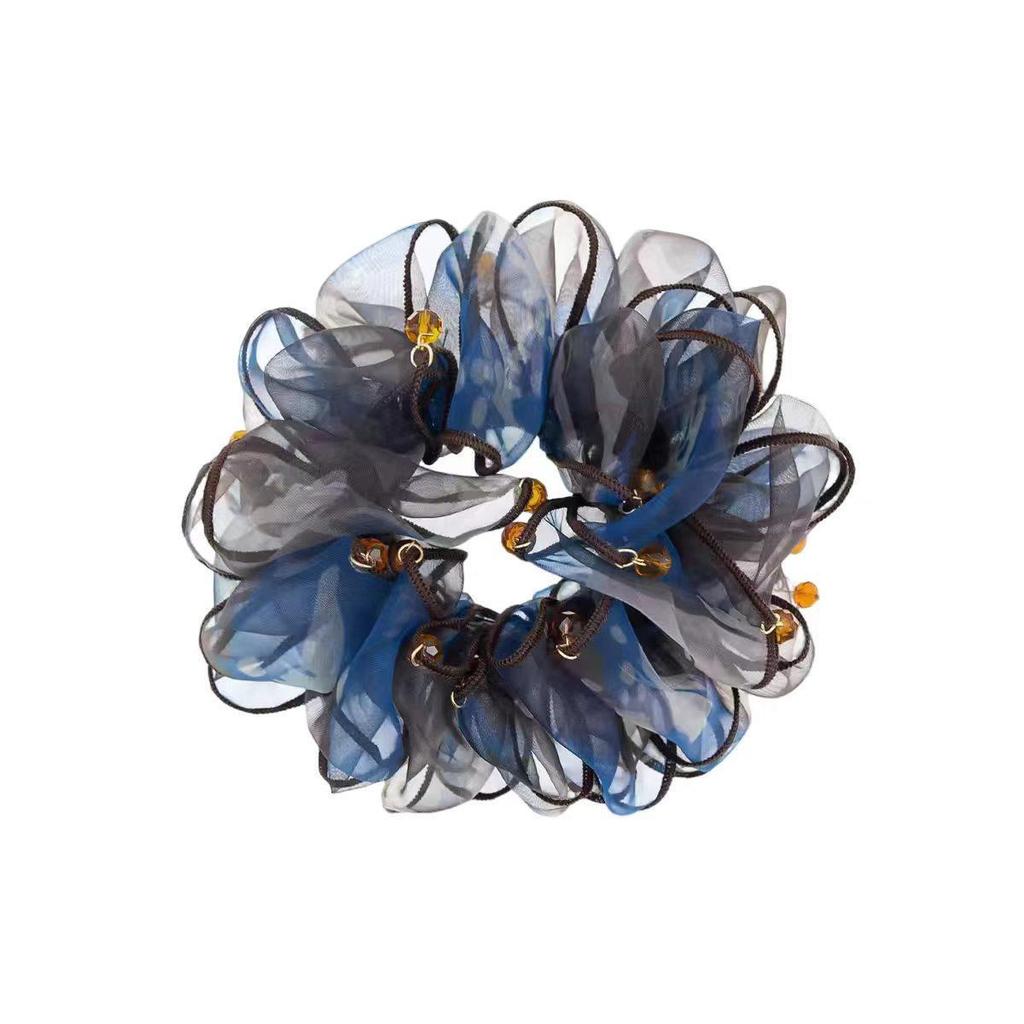 Chouchou élégant en maille avec strass étincelants, accessoire pour cheveux de luxe haut de gamme pour femmes, style 2025