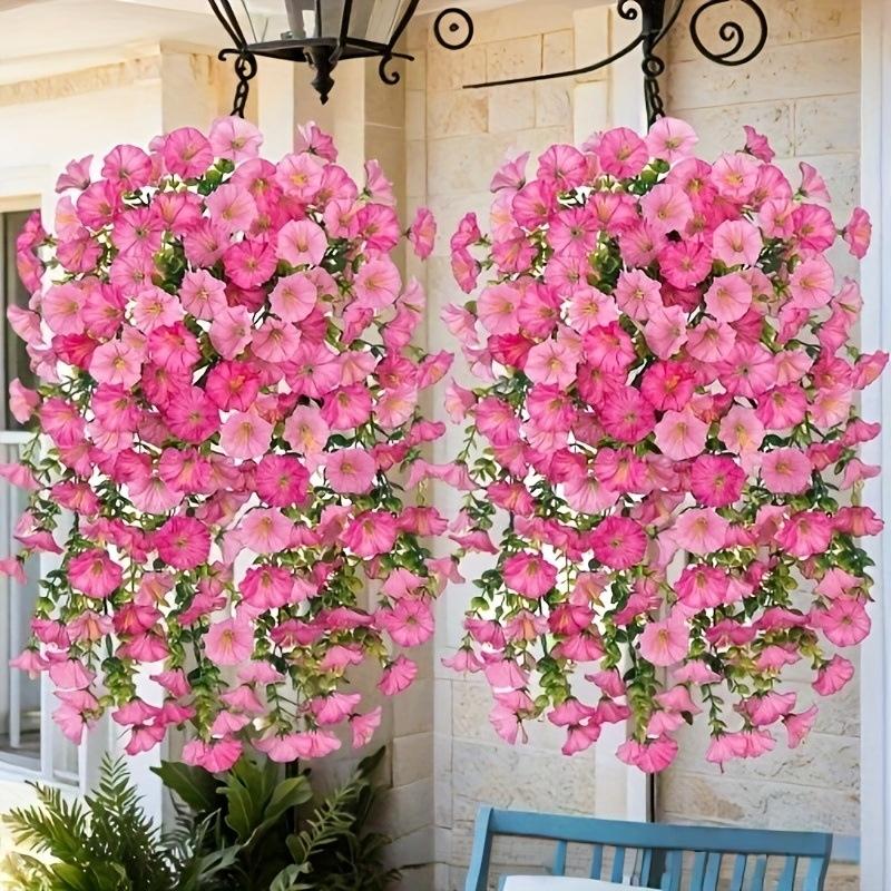2/4Pcs Versatile Outdoor UV-Resistant Artificial Morning Glory & Eucalyptus Hanging Decor Perfect For Home Garden And Weddings