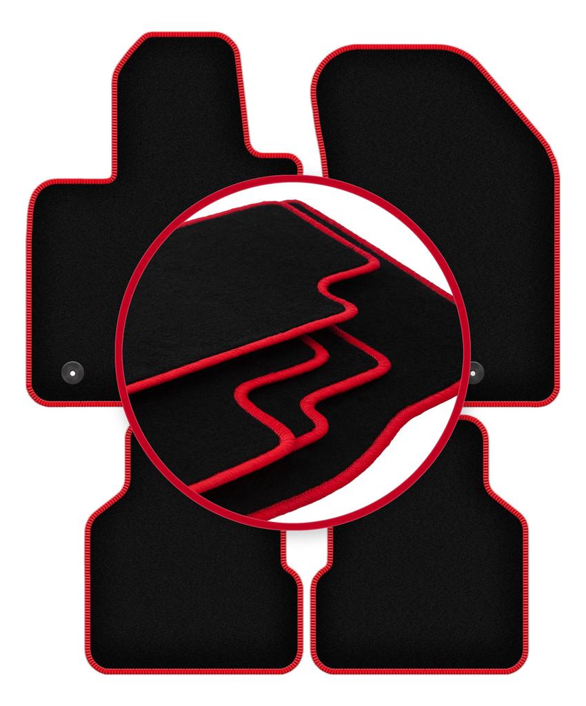 Velour floor mats with red edge for: Jeep Compass II MP SUV (2017-)