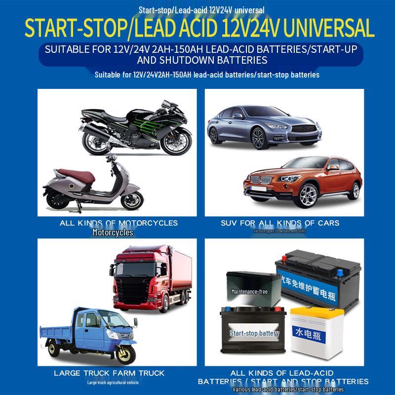 12/24V 8A Pulse Repair Charger with LCD for Motorcycle/Car Batteries