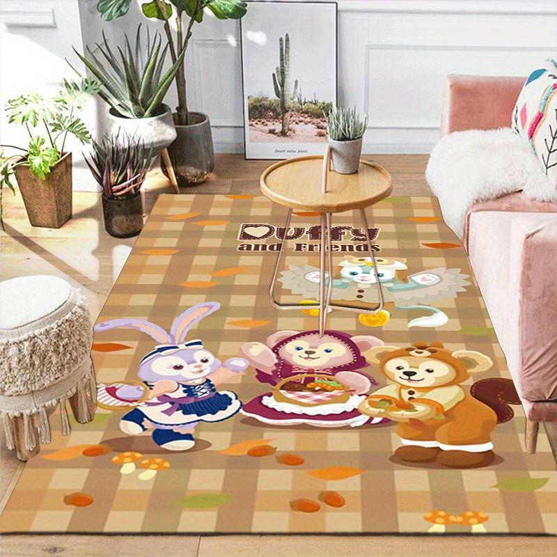 1pc Duffy and Friends Pattern Area Rug Soft Flannel Floor Mat for Living Room,Office,Bedroom and Carpet,Sofa Coffee Table Floor Mat
