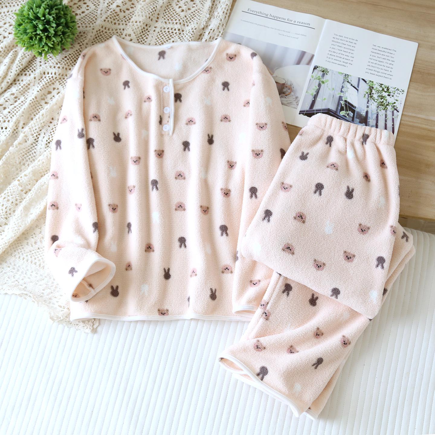 

Women s Thick Fleece Cartoon Pullover Pajama Set - Cozy for Home or Outdoors L рожевий