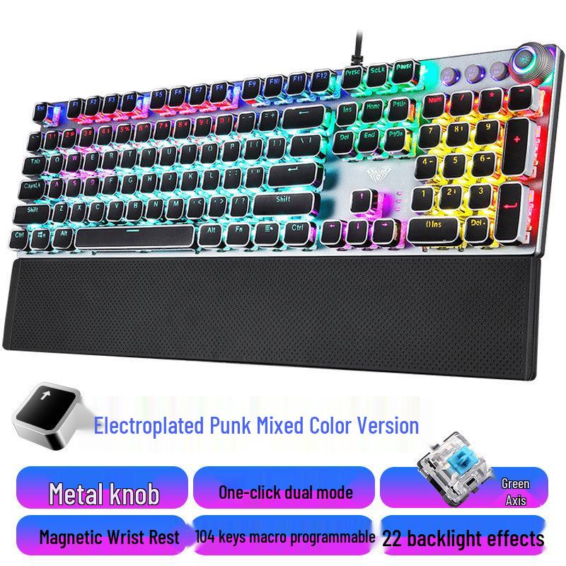 Wolf Spider F2088 Mechanical Gaming Keyboard, Blue Switch, with Wrist Rest for Esports and Home Desktop Use.