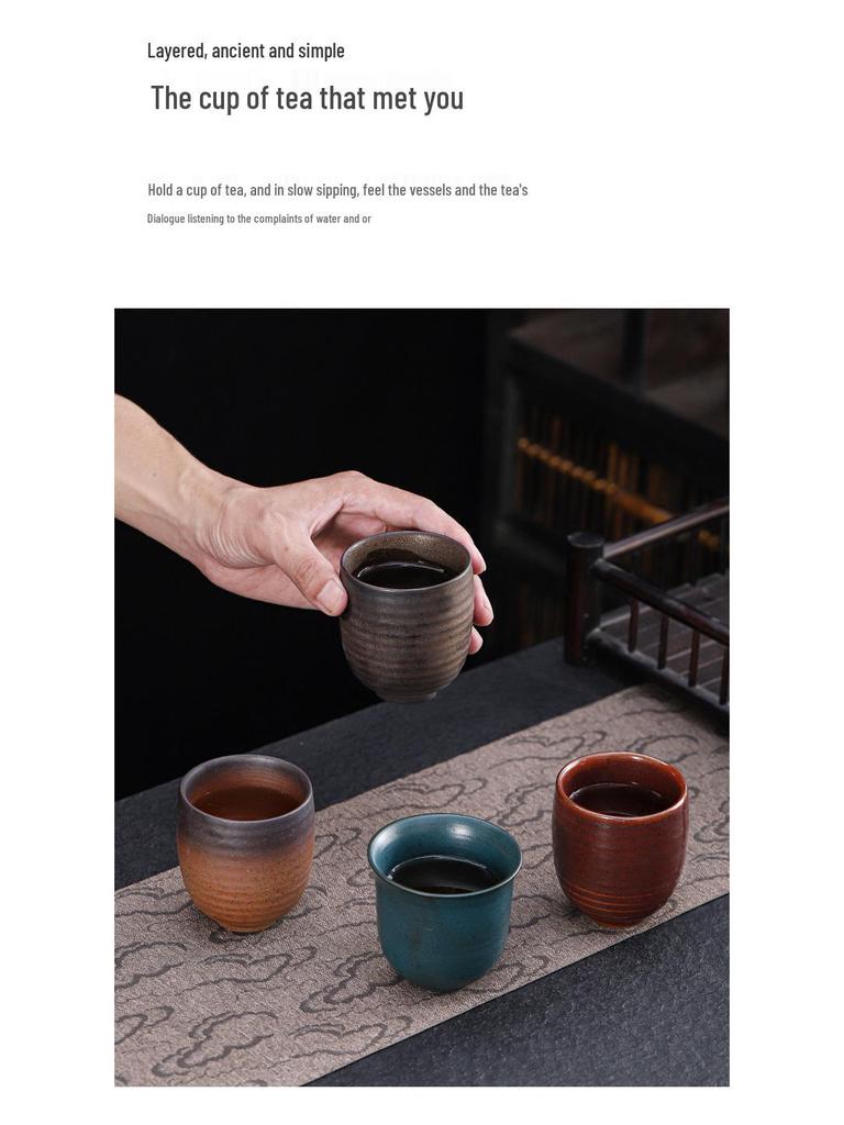 Hearthside Ceramic Japanese Tea Tasting Cup - Retro Coarse Pottery Gongfu Style