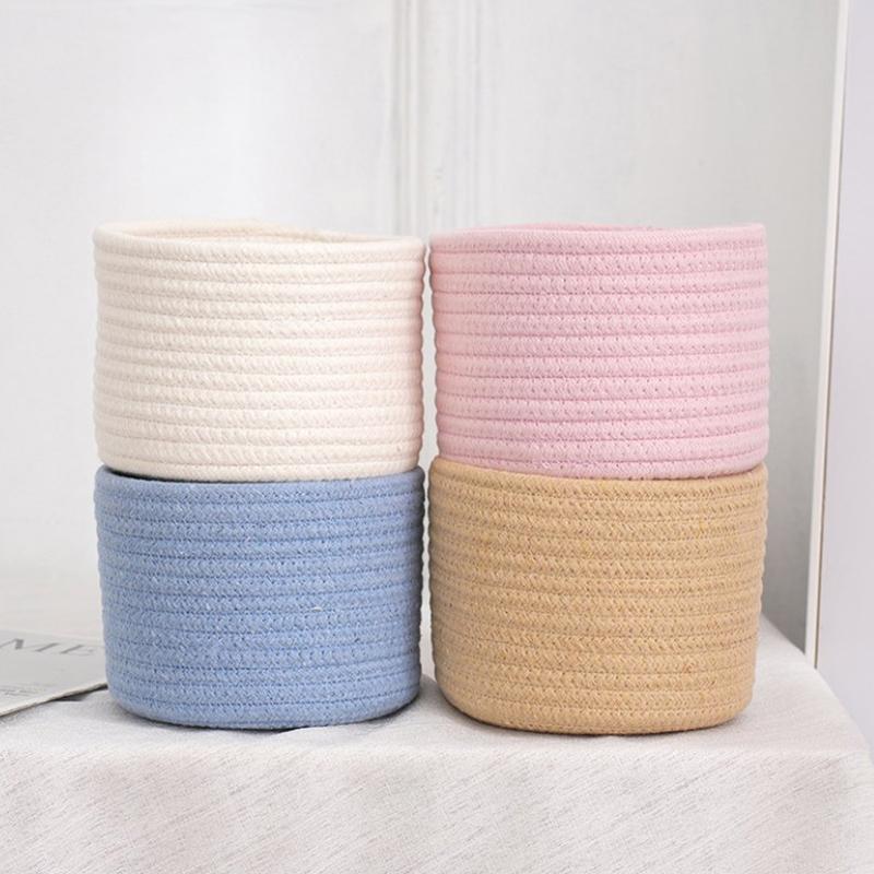 Ručně vyráběné tkané bavlněné lano Tkaný úložný koš Stolní organizér Sundries Hračky Kosmetika Klíče Svačiny Krabice Sundries Organizer