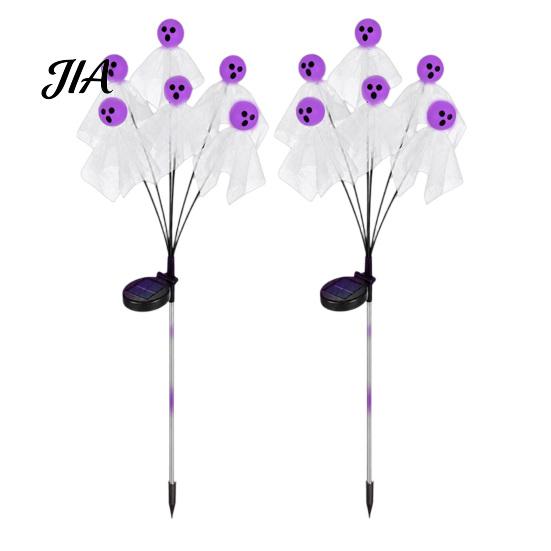 Solar Powered Halloween Ghost Lights Swaying Outdoor Decorations, Stake Light, 6 LEDs Festive Lawn Ornaments for Parties Pathway Lights, Waterproof