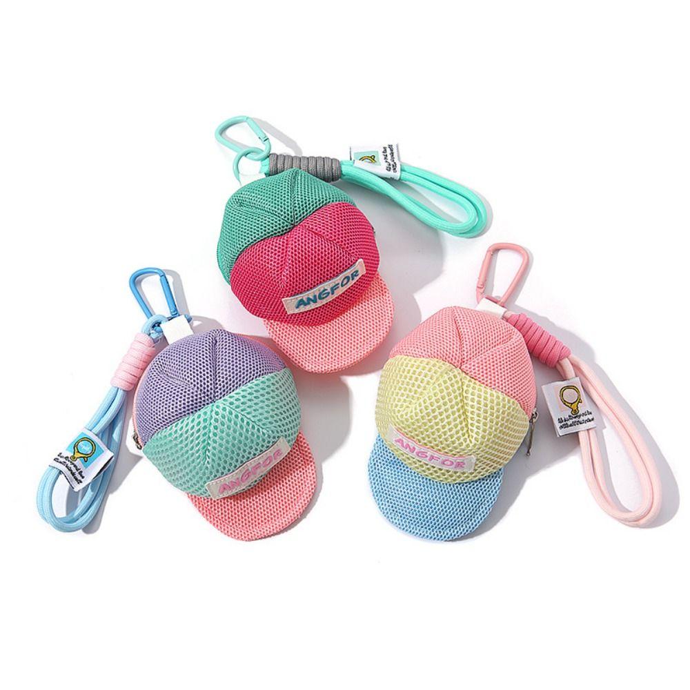 Keychain Creative Hat Mesh Pouch Decorative Portable Wallet Bag Backpack Hanging Bag Pendant  Girl