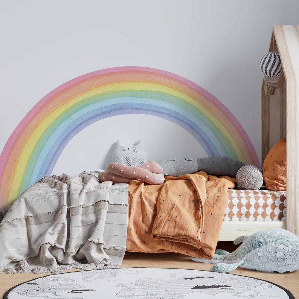 Large Rainbow Pastel Wall stickers Mural Nursery Kids Room Wall Decals Baby Shower Playroom Decorations Baby Boy Girl Gift