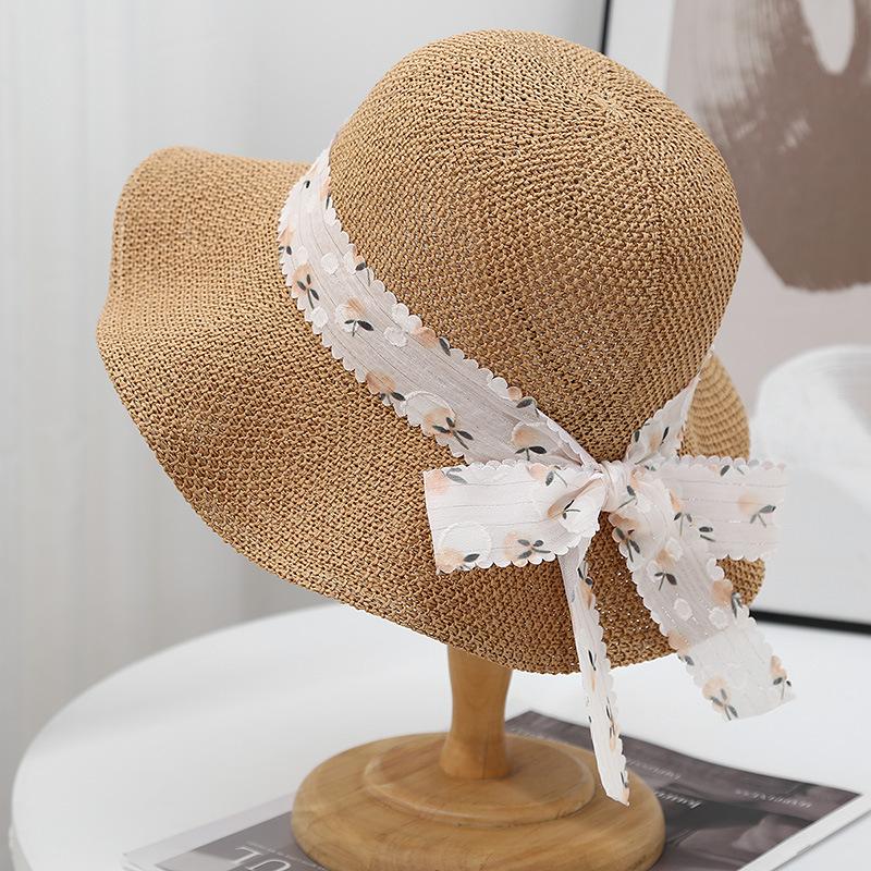 

Summer Hats For Women Sun Hat Breathable Fashionable Dot Bow Ribbon Sunscreen Bucket Hat Women Beach Accessories Sunhat New 56-58cm хакі