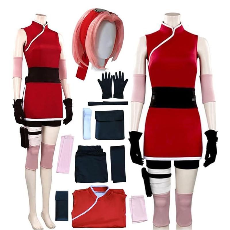 Fioletowy kostium cosplay Haruno Sakura, pełny kostium cosplay na imprezę anime Naruto Shippuden, dla pań na Halloween