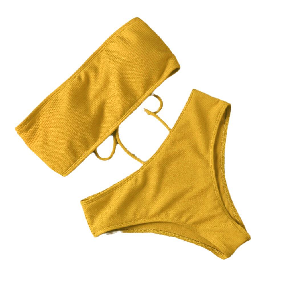 Costum de baie bikini sexy european și american, de culoare uni, pentru femei
