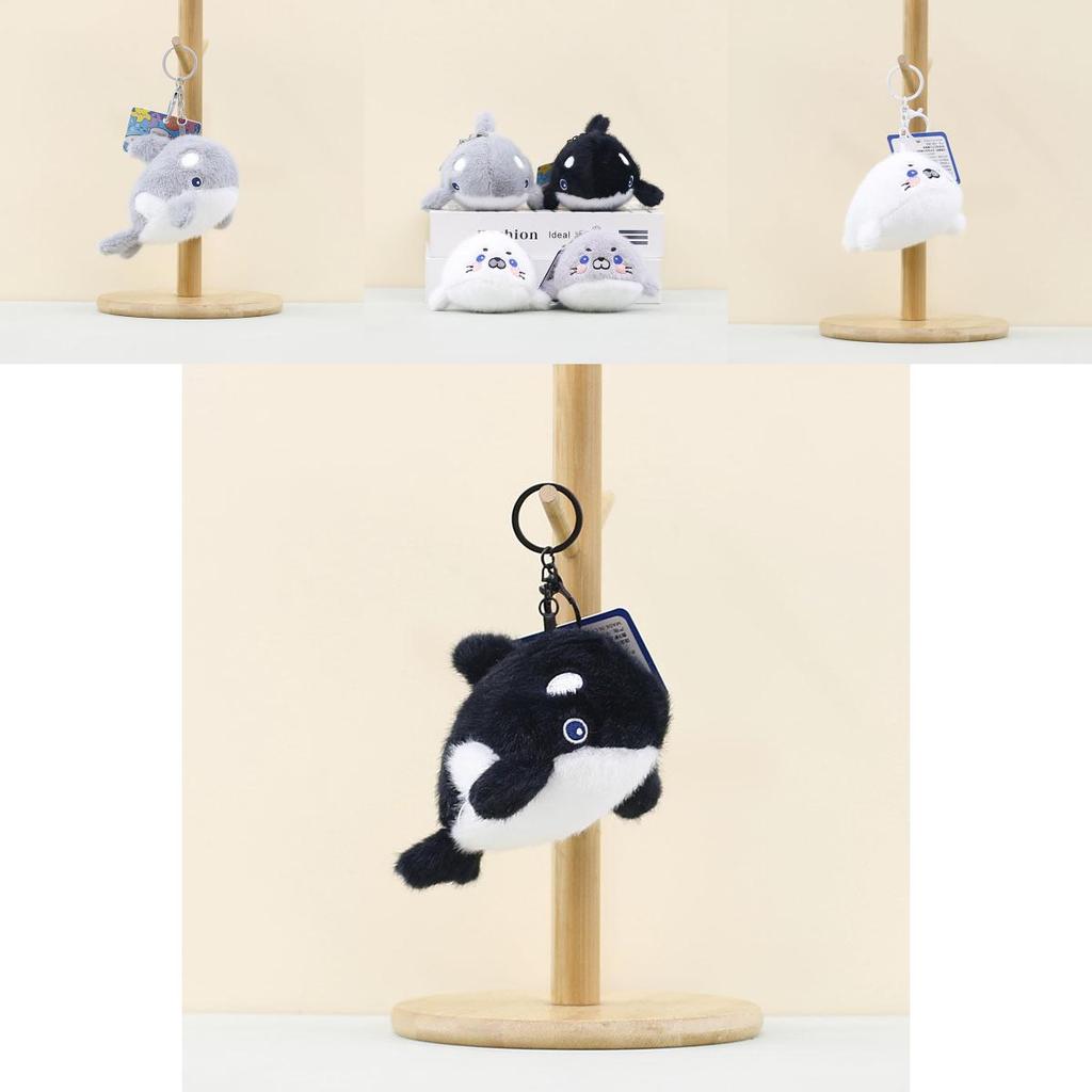 Adorable Plush Whale And Seal Keychain Accessories Soft Stuffed Animal Toys