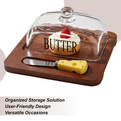 Butter Holder Glass Storage Tray with Lid Butter Holder Container with Cutter for Home Kitchen Dining Table Breakfast Outdoor
