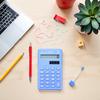 Blue Basic Standard Calculators Mini Digital Desktop Calculator, Solar Power Smart Calculator Pocket Size Basic Office for Home School Office