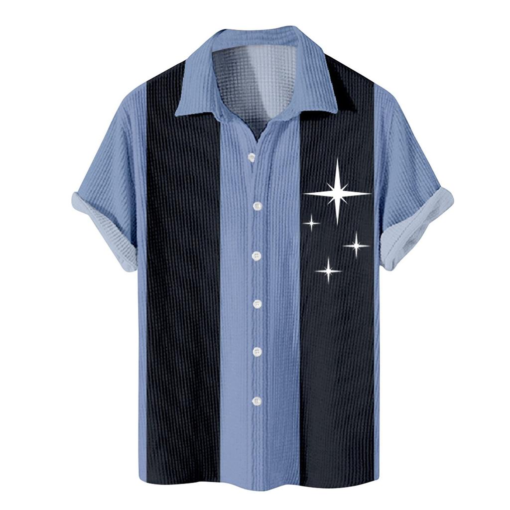 Herren-Hemden mit Hawaii-Muster, bedruckt, kurzärmelig, mit Knöpfen, für Herren, lässige Mode, kurzärmelige Hemden