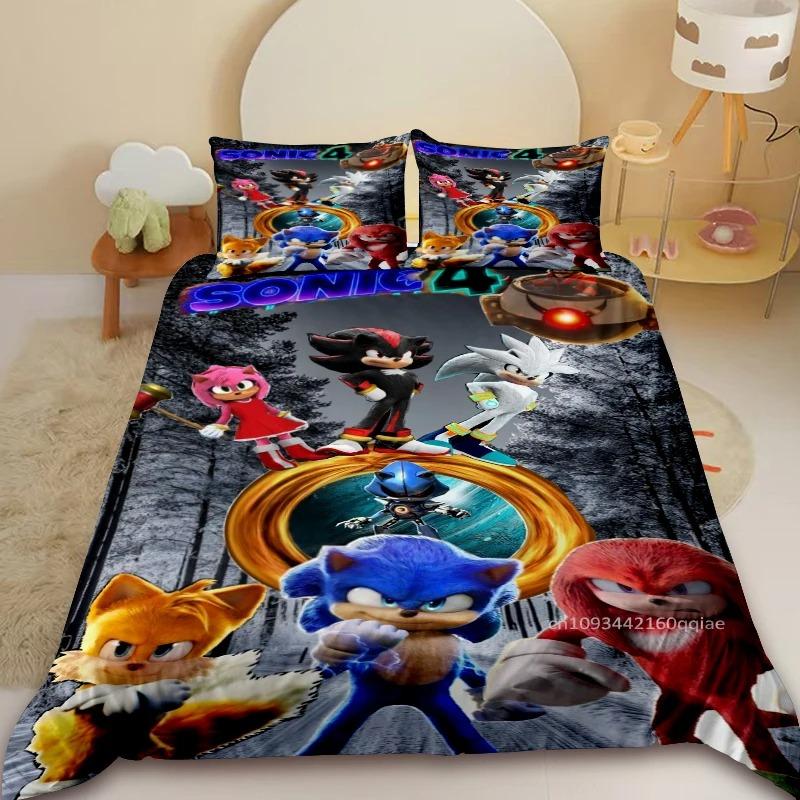 

Sonic Cartoon Duvet Cover Kids Bedding Set Comforter Cover Queen King Size for Bedroom Decor single double bed 135x200cm