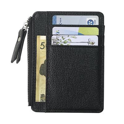 Porta-moedas masculino de couro sintético para cartão de crédito Caso Zipper Slim Wallet Coin Purse